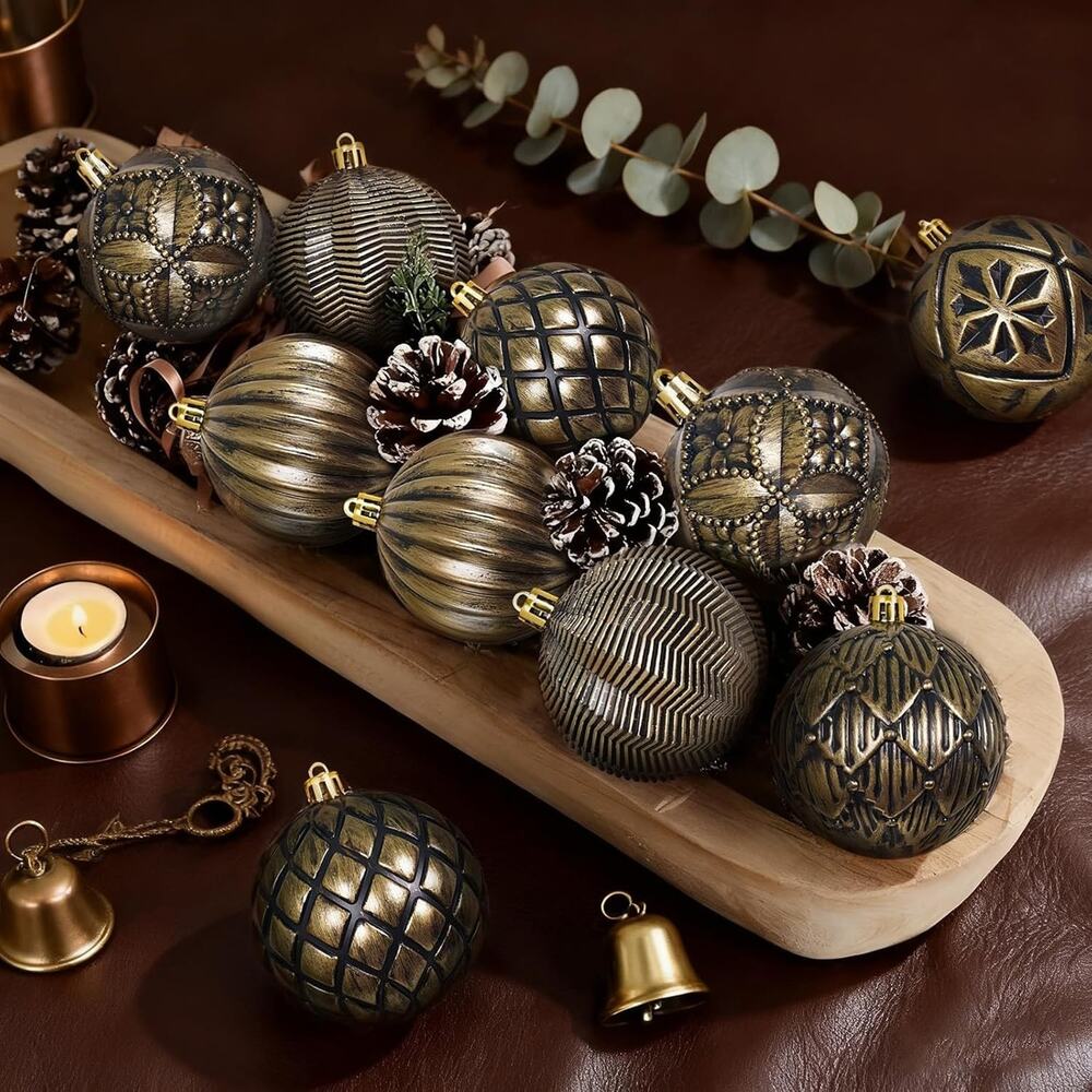 Vintage Rustic Christmas Ball Ornaments Sets Farmhouse Distressed Christmas Tree - Picture 5 of 6
